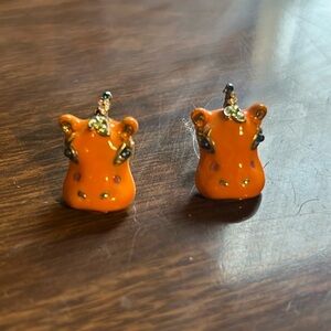 Betsey Johnson Orange Hippo Earrings